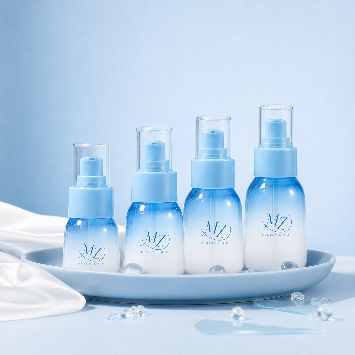 clear blue white gradient pet lotion bottle clear blue white gradient pet lotion bottle