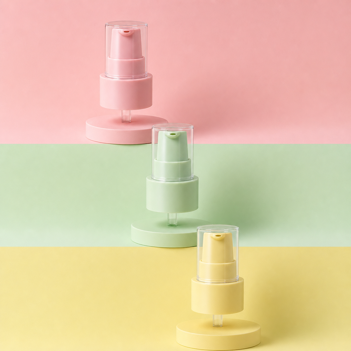 cosmetic lotion pump in pastel color cosmetic lotion pump in pastel color