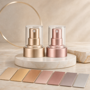 cosmetic spray pump with metal color