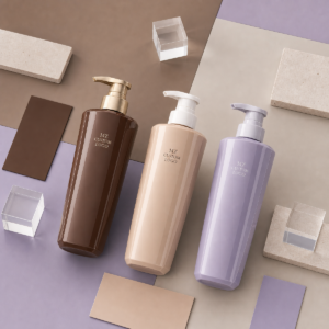 custom glossy pet bottle for hair care packaging