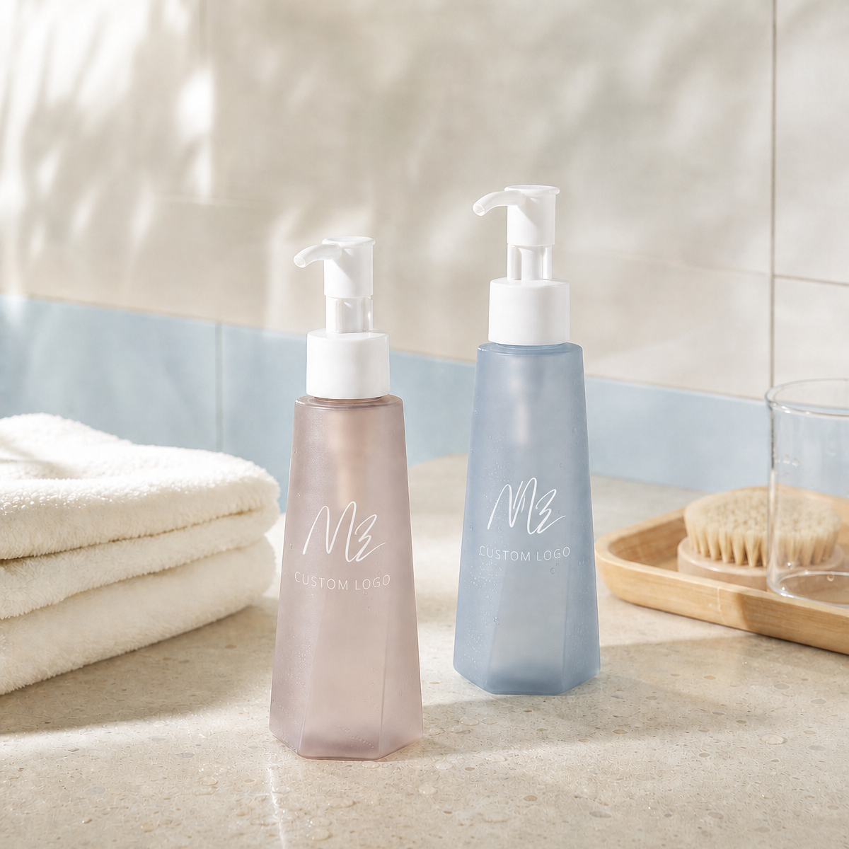 mz frosted pink and blue hair care bottle mz frosted pink and blue hair care bottle