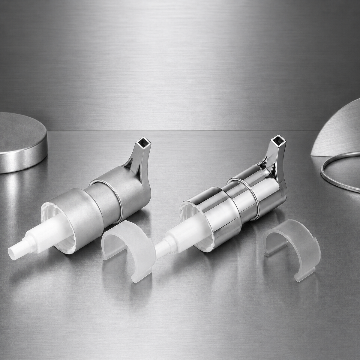 matte sliver and shiny sliver oil pump matte sliver and shiny sliver oil pump